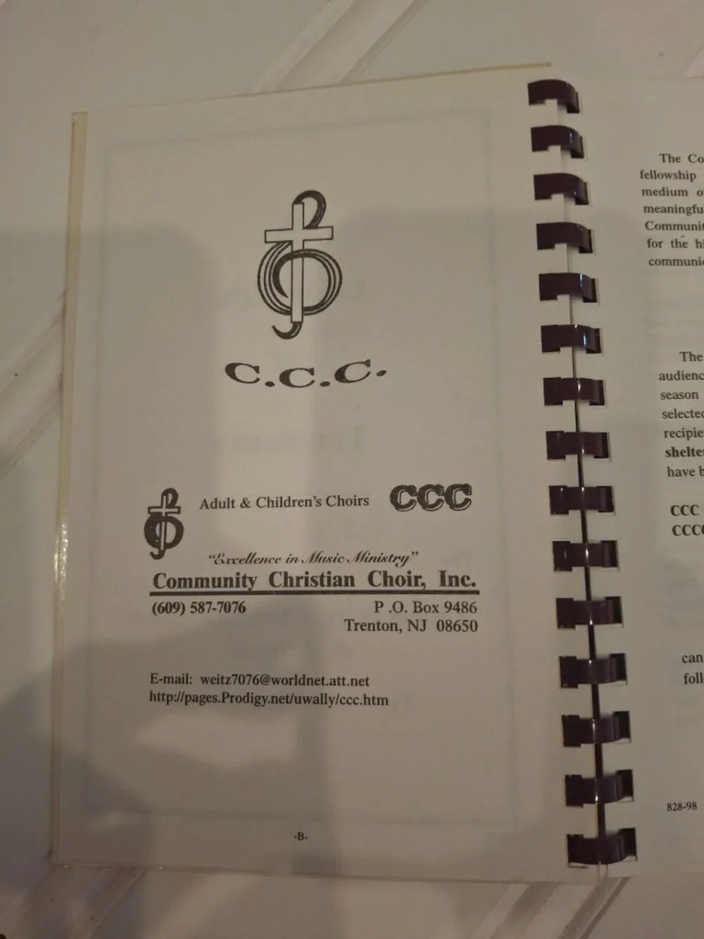 A Cookbook of Treasures Community Christian Choir Trenton NJ Vintage Recipes